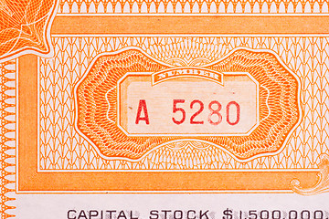 Image showing Series Number Old Stock Certificate Ornate Design