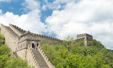 Image showing Mutianyu Great Wall, Blue Sky, Near Beijing, China