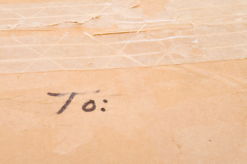 Image showing Old Grungy Cardboard Box Blank To Address Space