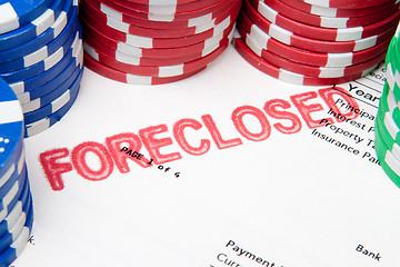 Image showing Bet the House Poker Chips on Foreclosed Mortgage