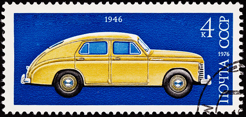 Image showing Soviet Russia Postage Stamp Vintage Car, Sedan Automobile