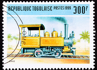 Image showing Canceled Togo Postage Stamp Old Railroad Steam Engine Locomotive