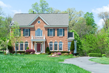 Image showing Front Brick Single Family House Home Suburban MD