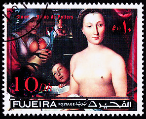 Image showing Fujeira UAE Stamp Painting Clouet, Diane de Poitiers, Nude