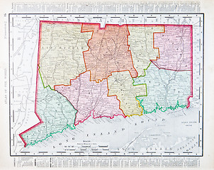 Image showing Antique Color Map of Connecticut, United States