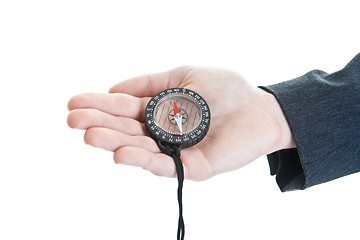 Image showing Woman's Hand Holding Compass, Isolated White