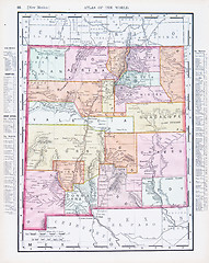 Image showing Antique Vintage Color Map of New Mexico, USA