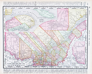 Image showing Antique Vintage Color Map Quebec Province, Canada