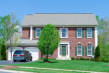 Image showing Front Brick Single Family House Home Suburban MD
