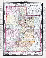 Image showing Antique Vintage Color Map of Utah, USA