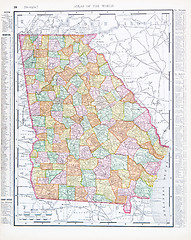 Image showing Antique Color Map of Georgia, GA United States USA