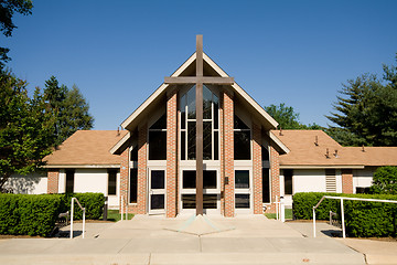 Image showing Outside of a Modern Church Big Cross