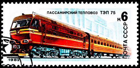 Image showing Russian TEP-75 Diesel Locomotive Train 