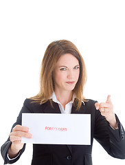 Image showing Angry Business Woman Pointing Finger, Foreclosure