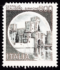 Image showing Canceled Italian Postage Stamp Scaliger Castle, Castello Scalige