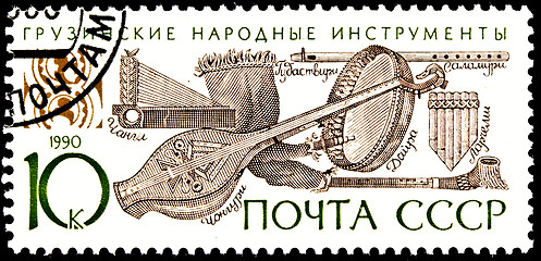 Image showing Georgian Folk Music Instruments Postage Stamp