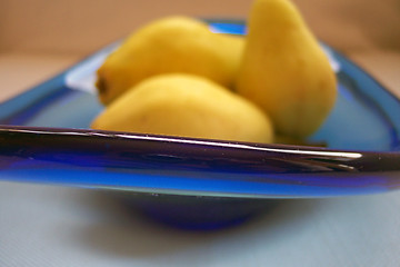 Image showing blue bowl and pears