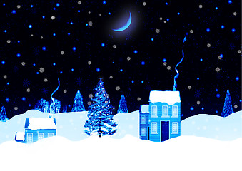 Image showing Christmas night landscape background