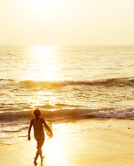 Image showing Surfer on the beach