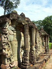 Image showing Elephant statues in Cambodia temples - angkor wat 