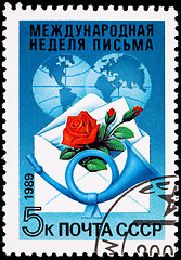 Image showing Russia Postage Stamp International Letter Writing Week Rose