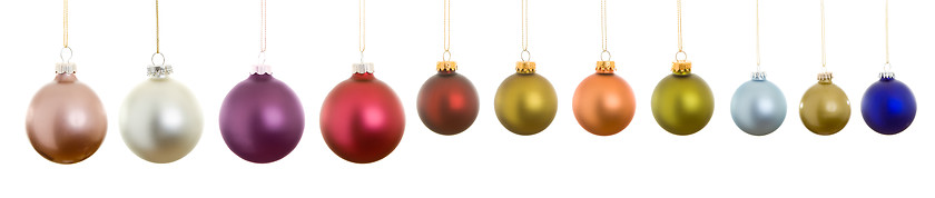 Image showing Hanging Row Matte Christmas Balls, Isolated White Background