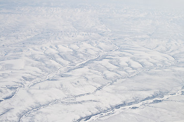 Image showing Snow Covered Verkhoyansk Mountains Olenyok River 