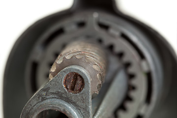 Image showing Inside of Old Used Metal Pencil Sharpener Grinder Blades