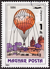 Image showing Hungarian Air Mail Postage Stamp Observation Balloon 1896