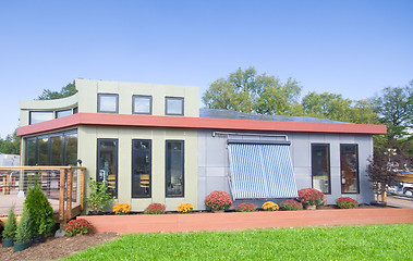 Image showing Modern Solar House Solar Panels Solar Water Heater