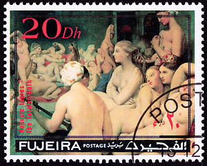 Image showing Canceled Fujeria Postage Stamp Painting Auguste Ingres the Turki