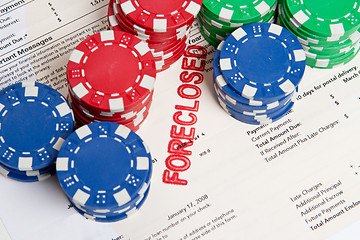 Image showing Bet the House Poker Chips on Foreclosed Mortgage