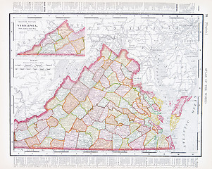 Image showing Antique Color Map Virginia, VA, United States, USA