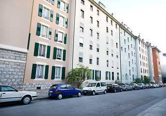 Image showing Row of Apartment Buildings, Street Scene Geneva Switzerland