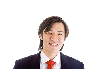 Image showing Happy Asian Businessman in a Suit On White Background