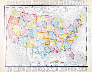 Image showing Antique Vintage Map United States America, USA
