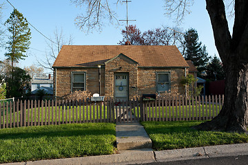 Image showing Formstone Facade Cape Code House, Picket Fence, Suburban Marylan