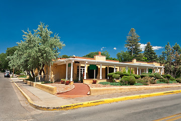 Image showing Adobe Spanish Colonial House Porch Santa Fe NM