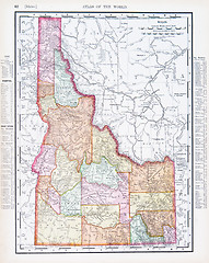 Image showing Antique Vintage Color Map of Idaho, USA