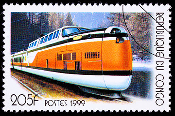 Image showing Canceled Congo Train Postage Stamp Modern Canadian Passenger Tur