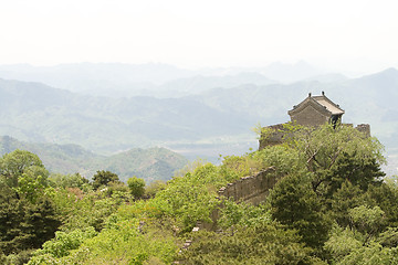 Image showing Guard Tower Mutianyu Great Wall Mountains Beijing