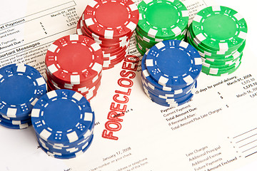 Image showing Stack Poker Chips Foreclosure Notice Foreclosed