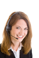 Image showing White Customer Service Representative Woman Headset