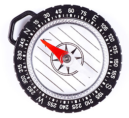 Image showing Modern Plastic Compass Pointing North Isolated on White Backgrou