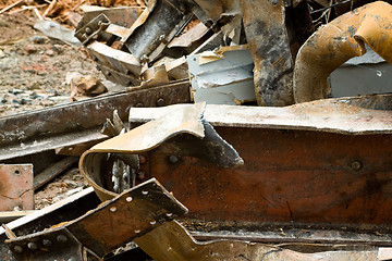 Image showing Pile of Scrap Steel at Building Demolition Site