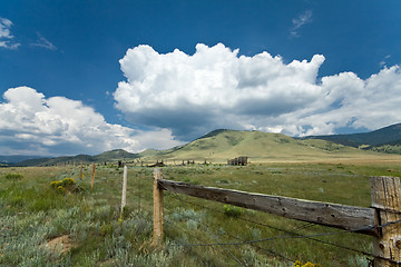 Image showing Alpine Meadow Enchanted Circle New Mexico Cloud Hill Cattle Fenc