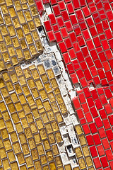 Image showing XXXL Cracked Broken Full Frame Yellow Red Glass Tiles