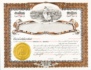 Image showing Old Vintage Stock Certificate Empty Boarder