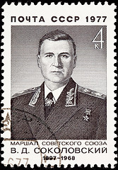 Image showing Soviet Russia Stamp Vasily Sokolovsky Marshal Military Leader