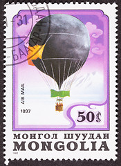 Image showing Mongolian Balloon Air Mail Postage Stamp Historic Flight Sweden 